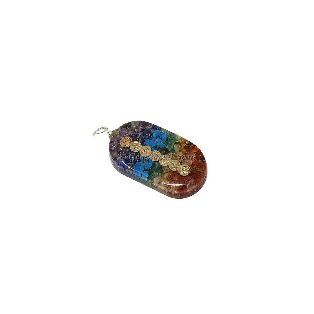 Seven Chakra Oval Orgone Pendant