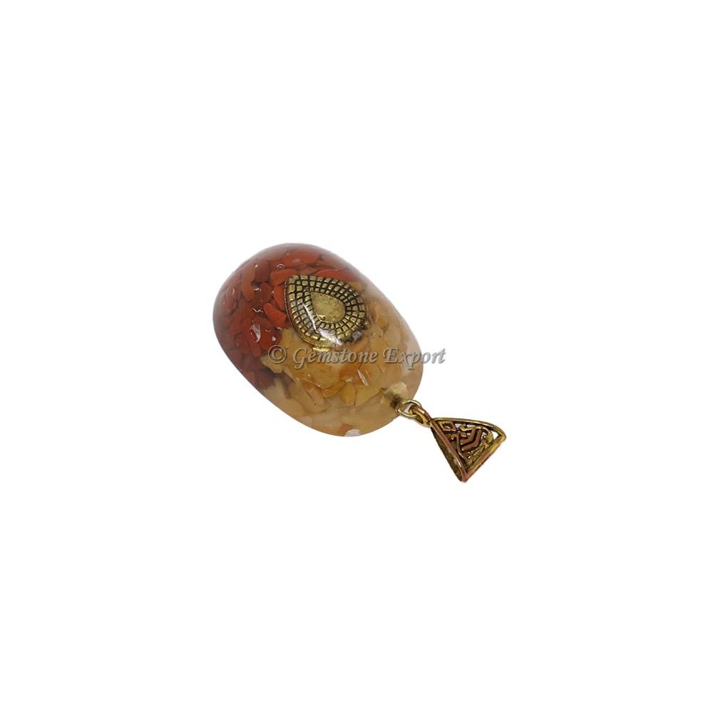 Red Jasper and Yellow Aventurine with Orgone Pendant