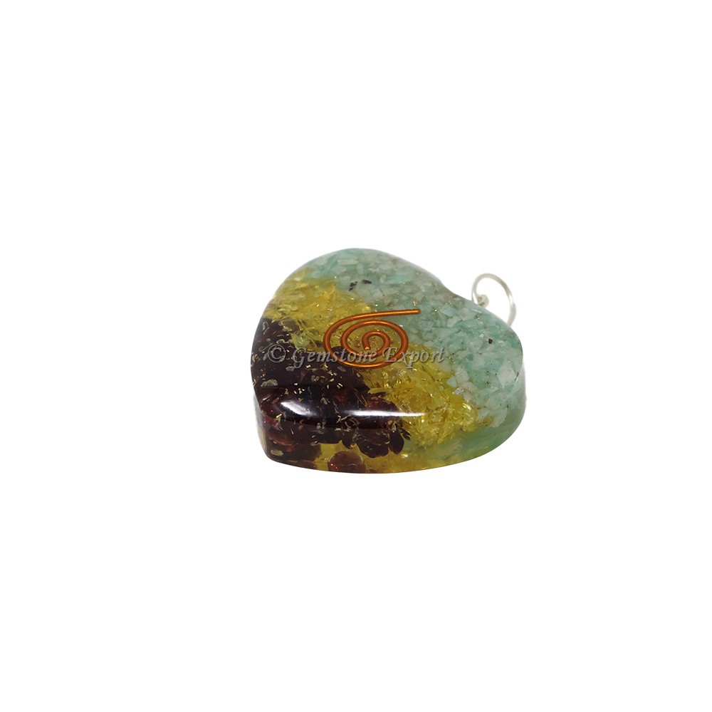 Green Aventurine, Citrine and Garnet Heart Shaped Pendant
