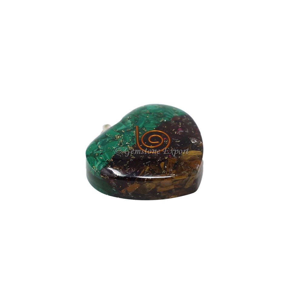 Tiger Eye and Malachite Heart Shaped Pendant