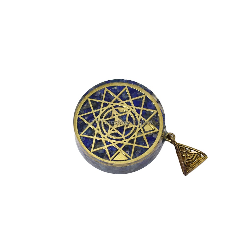 Lapis Lazuli Sri Yantra Mandala Orgone Pendant