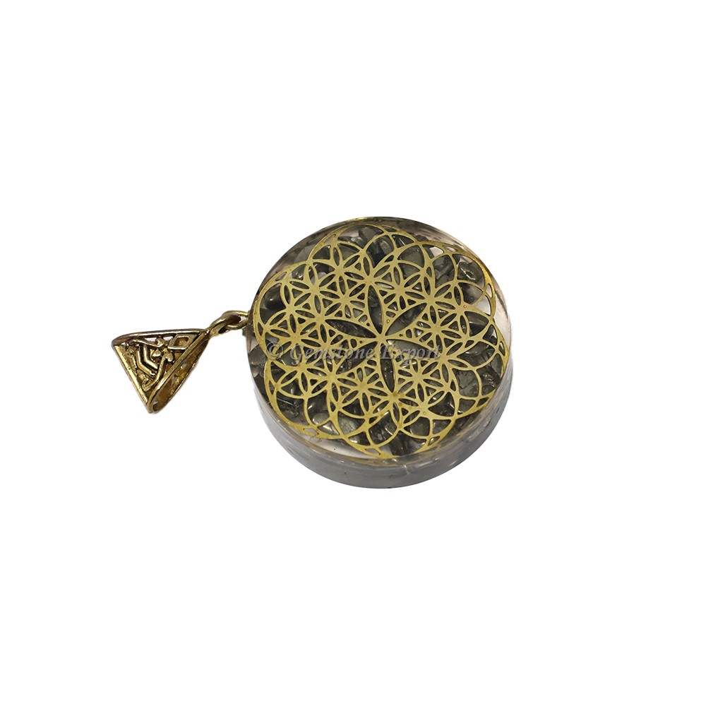 Pyrite Flower Of Life Orgone Pendant