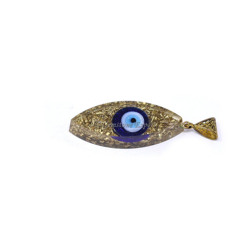 Gold Filling with Evil Eye Marquise Orgone Pendant