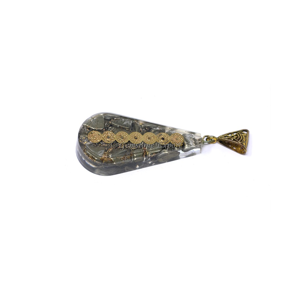 Pyrite Pear Shaped Seven Chakra Orgone Pendant