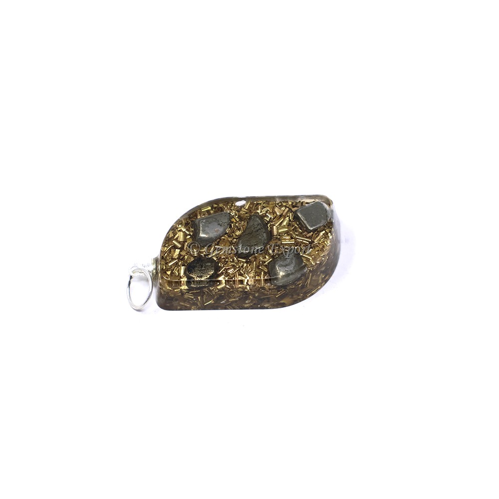 Pyrite with Fillings Leaf Shaped Orgone Pendant