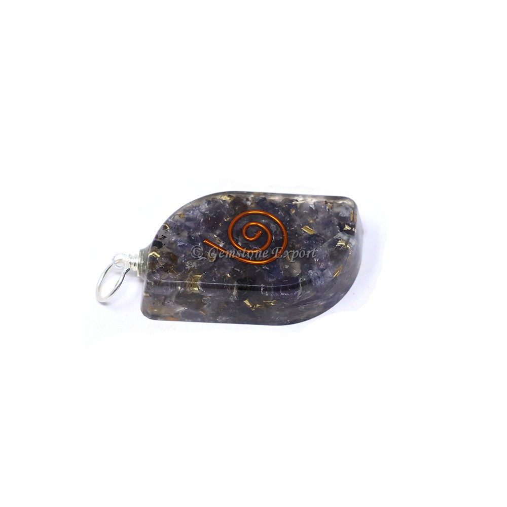 Iolite with Copper Coil Orgone Pendant