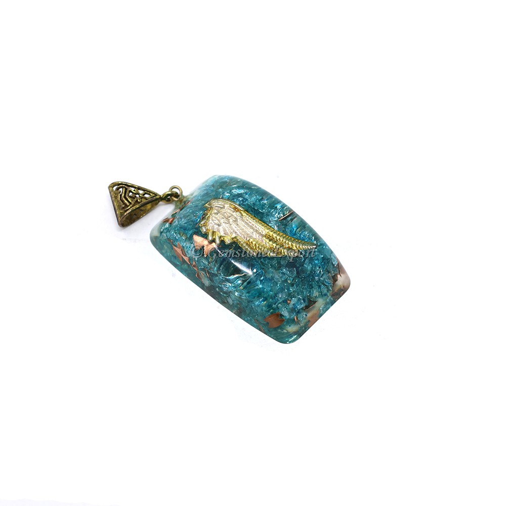 Blue Apatite with Angel Wing Orgone Pendant