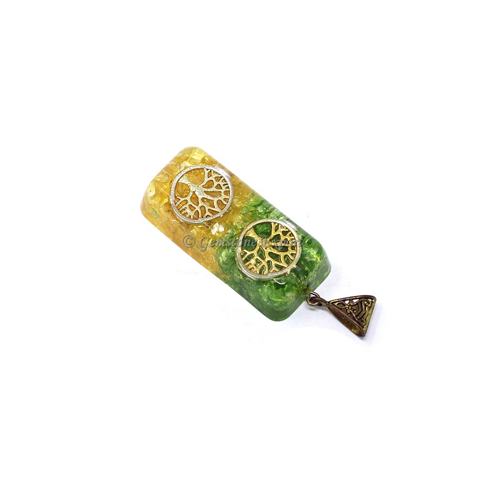 Green and Yellow Aventurine with Tree of Life Bar Pendant
