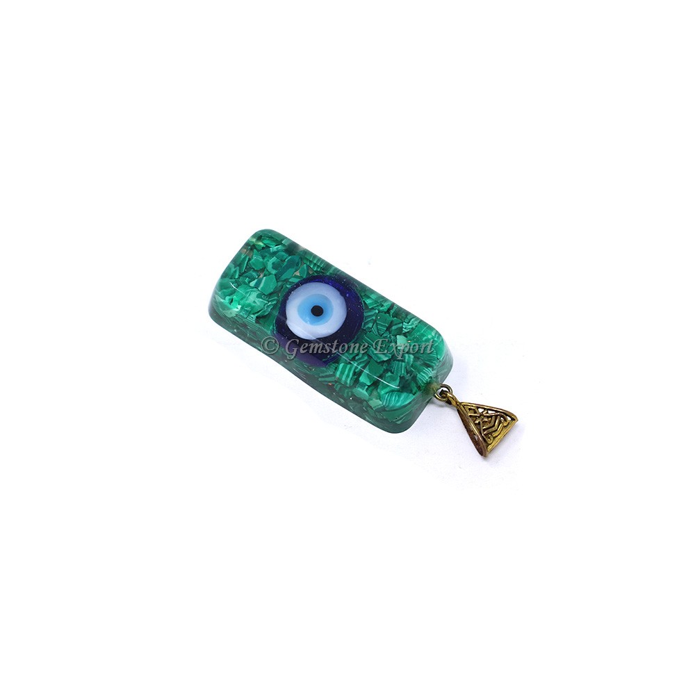 Malachite with Evil Eye Orgone Bar Pendant