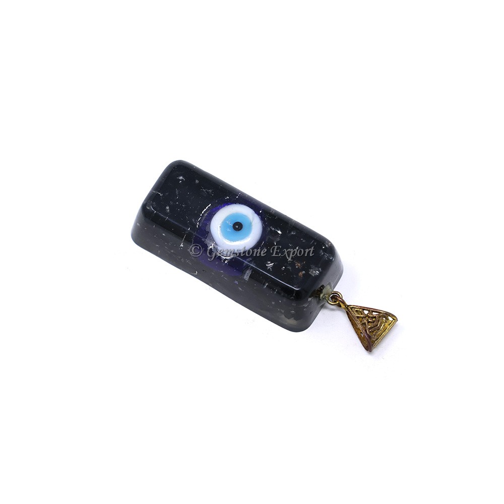 Black Tourmaline with Evil Eye Orgone Bar Pendant