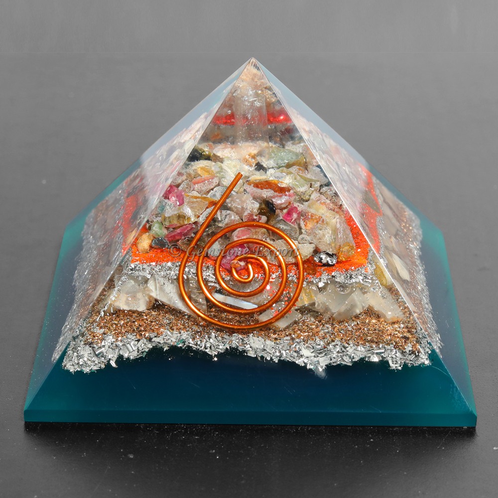 Multi Tourmaline With Howlite Orgonite Pyramids