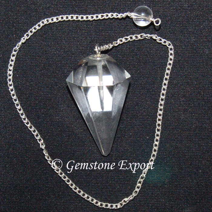 Crystal Quartz 6 Faceted Pendulums