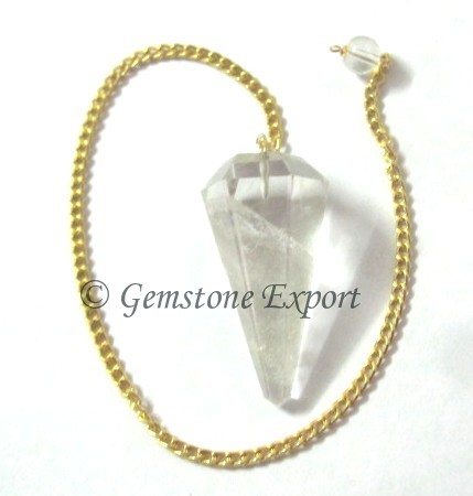 Crystal Quartz 6 Faceted Pendulums