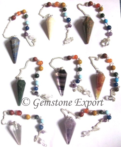 Mix Gemstone 12 Faceted Chakra Pendulums