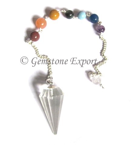 Crystal Quartz 12 Faceted Chakra Pendulums
