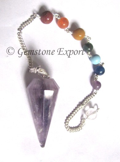 Amethyst 12 Faceted Chakra Pendulums