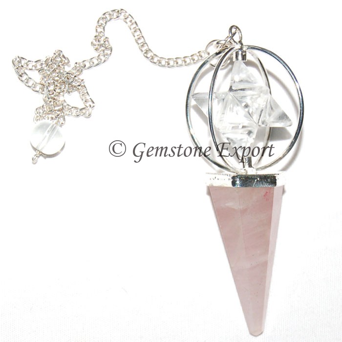 Rose Quartz Merkaba Star Pendulums