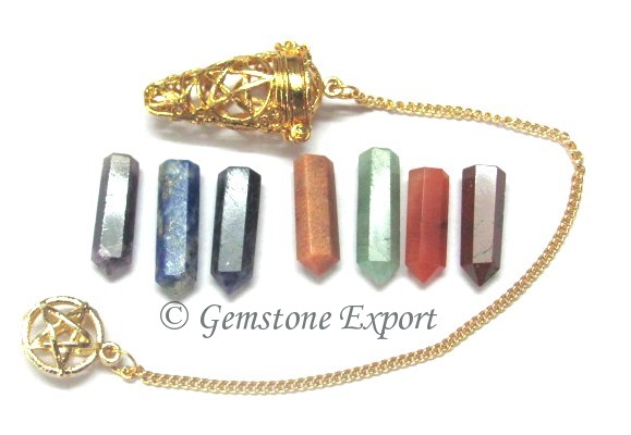 Seven Chakra Cage Pendulums Golden