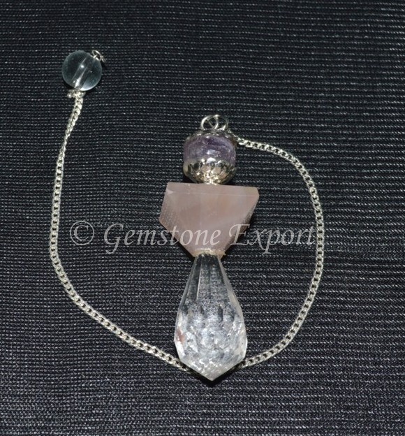 Rose Quartz With Amethyst Pendulums