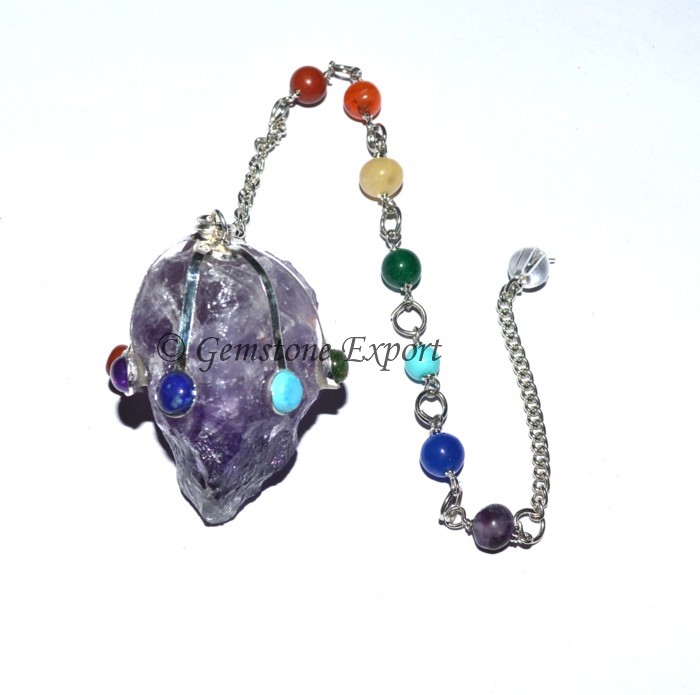 Amethyst Hammered Pendulums with Chakra Chain
