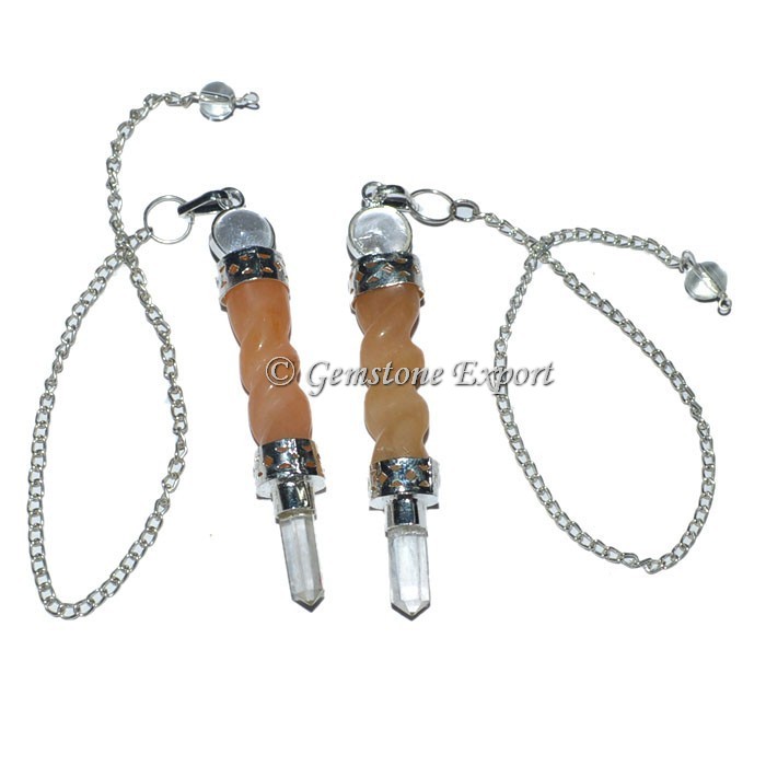 Golden Quartz Twisted Spiral Pendulum