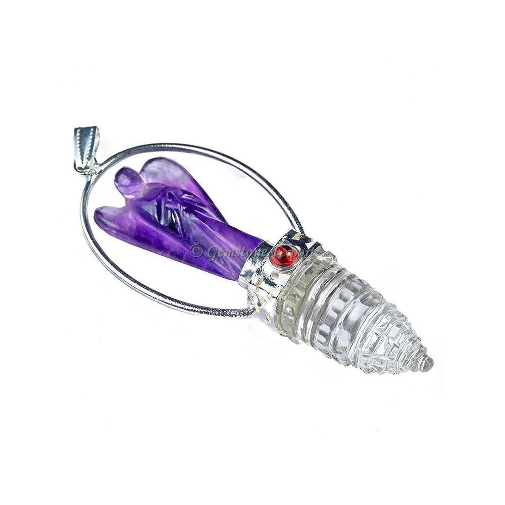 Amethyst with Crystal Shree Yantra Pendulum