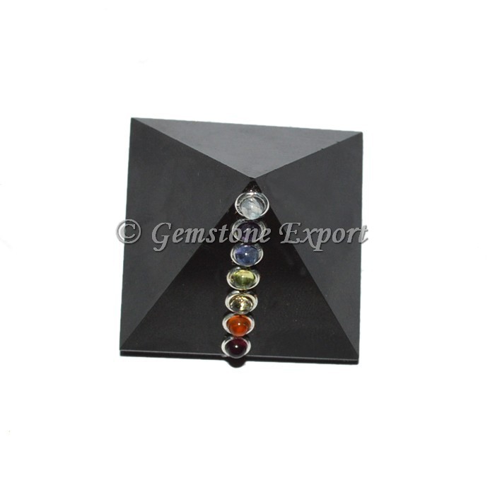 Black Agate Chakra Pyramids with Cabs