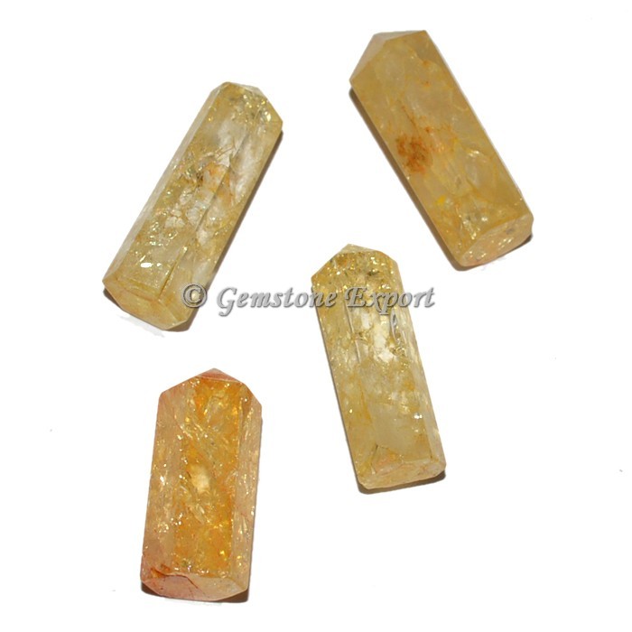 Yellow Crackle quartz Pencil Point