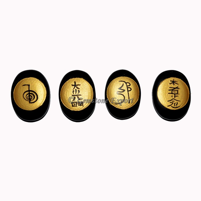 Double Embossed Black Onyx Reiki Set