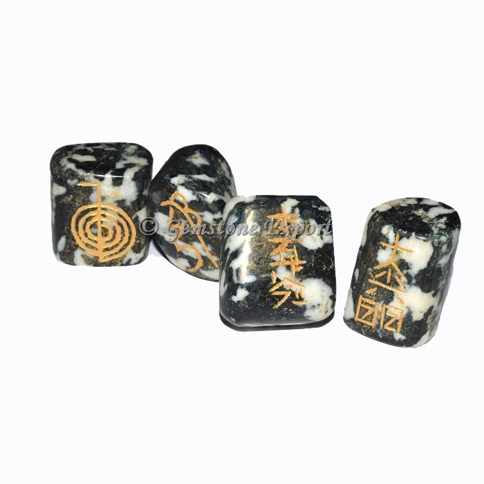 White Black Agate Usai Reiki Tumbled Set