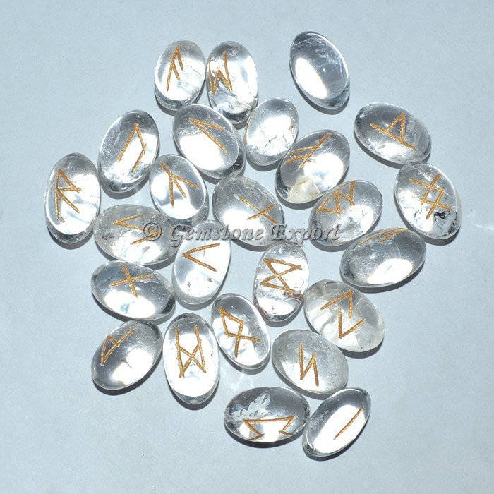 Crystal Quartz Shiva Lingam Futhark Rune Divination Set