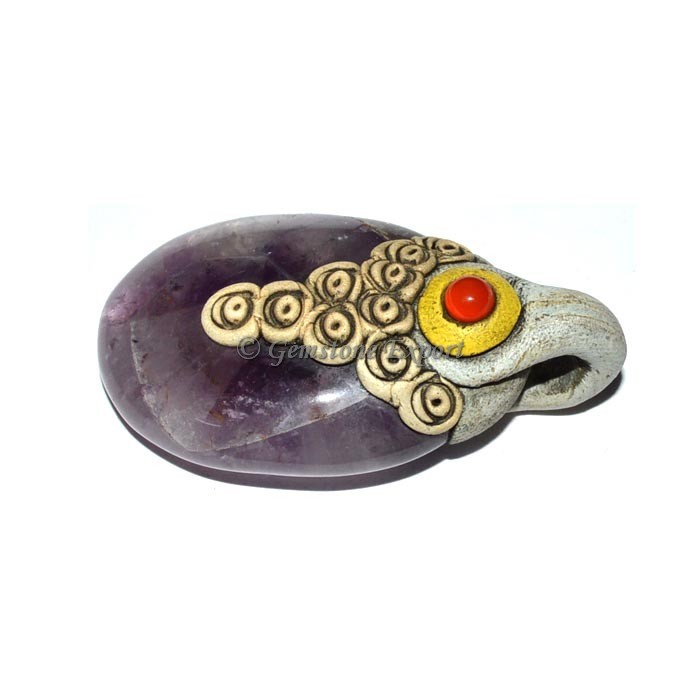 Amethyst Oval Tibetan Pendants
