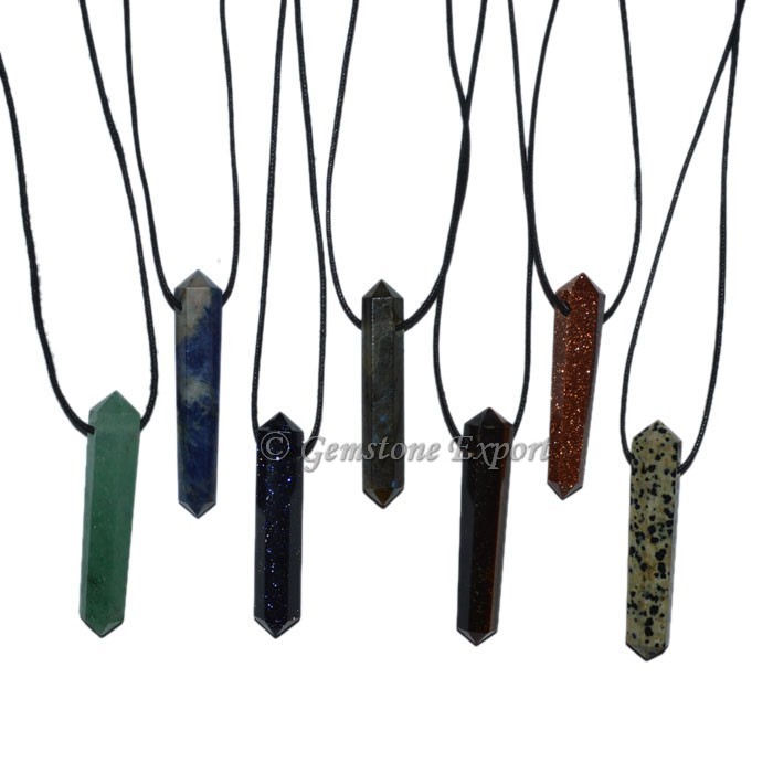 Mix Gemstone Vogel Pendants with Lather Cord