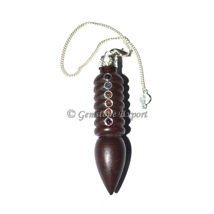 Spiral RoseWood Seven Chakra Pendulum