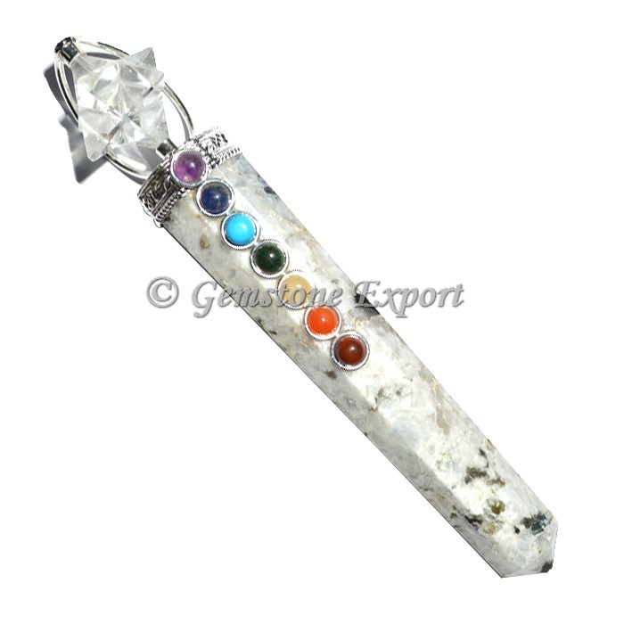 Rainbow Moonstone With Merkaba Star Wand