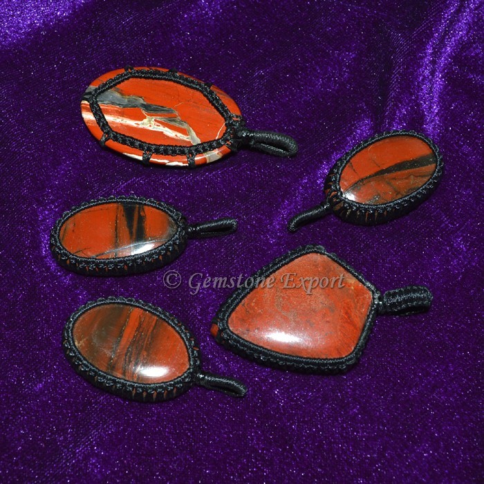 Red Stones Wire Wrap Pendants