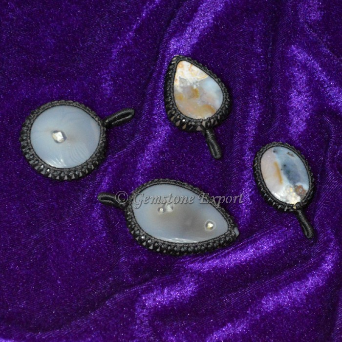 Grey Agate Wire Wrap Pendants