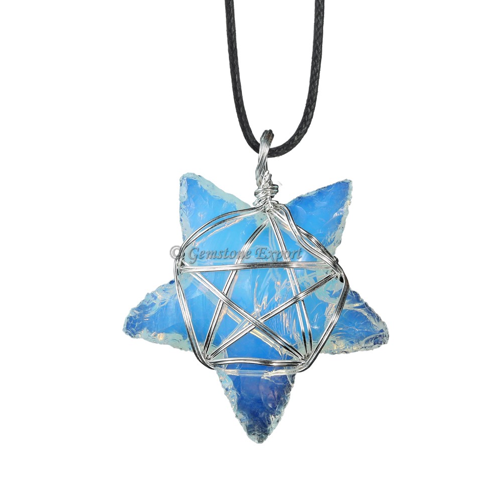 Opalite Star Wire Wrap Pendant