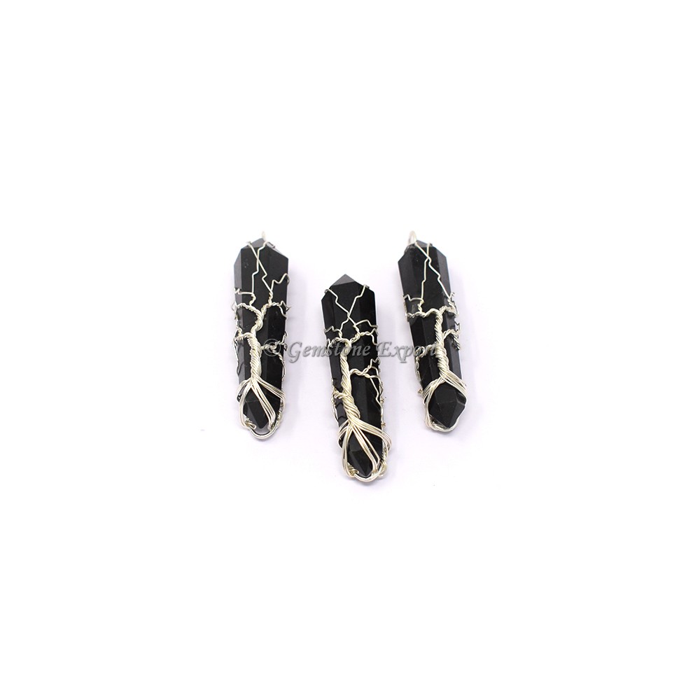 Black Tourmaline Vogel Wire Wrap Pendant